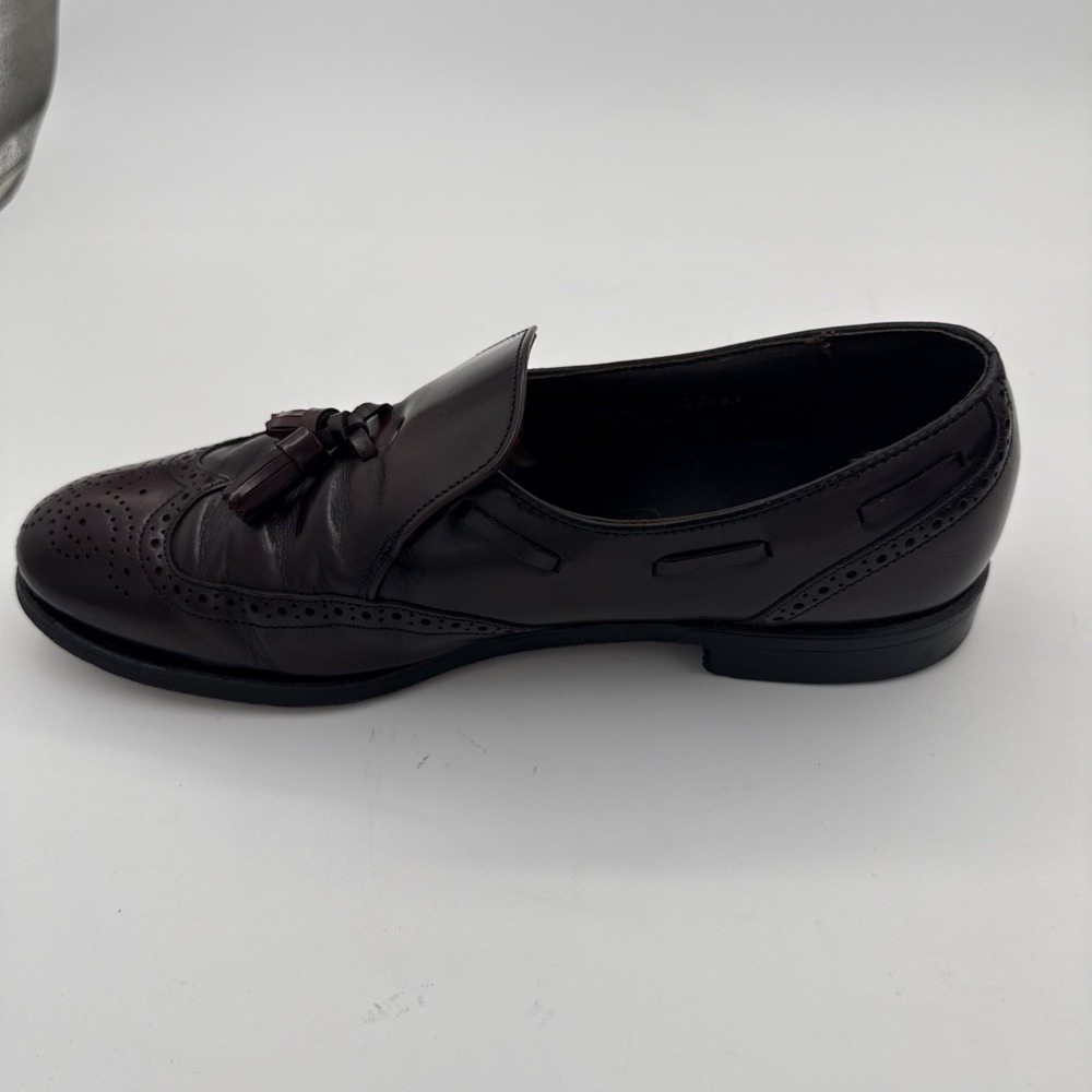 Dexter Mens 10.5 Burgundy Leather‎ Tassel Loafer Shoes Wingtip Brogue Design - Picture 6 of 13